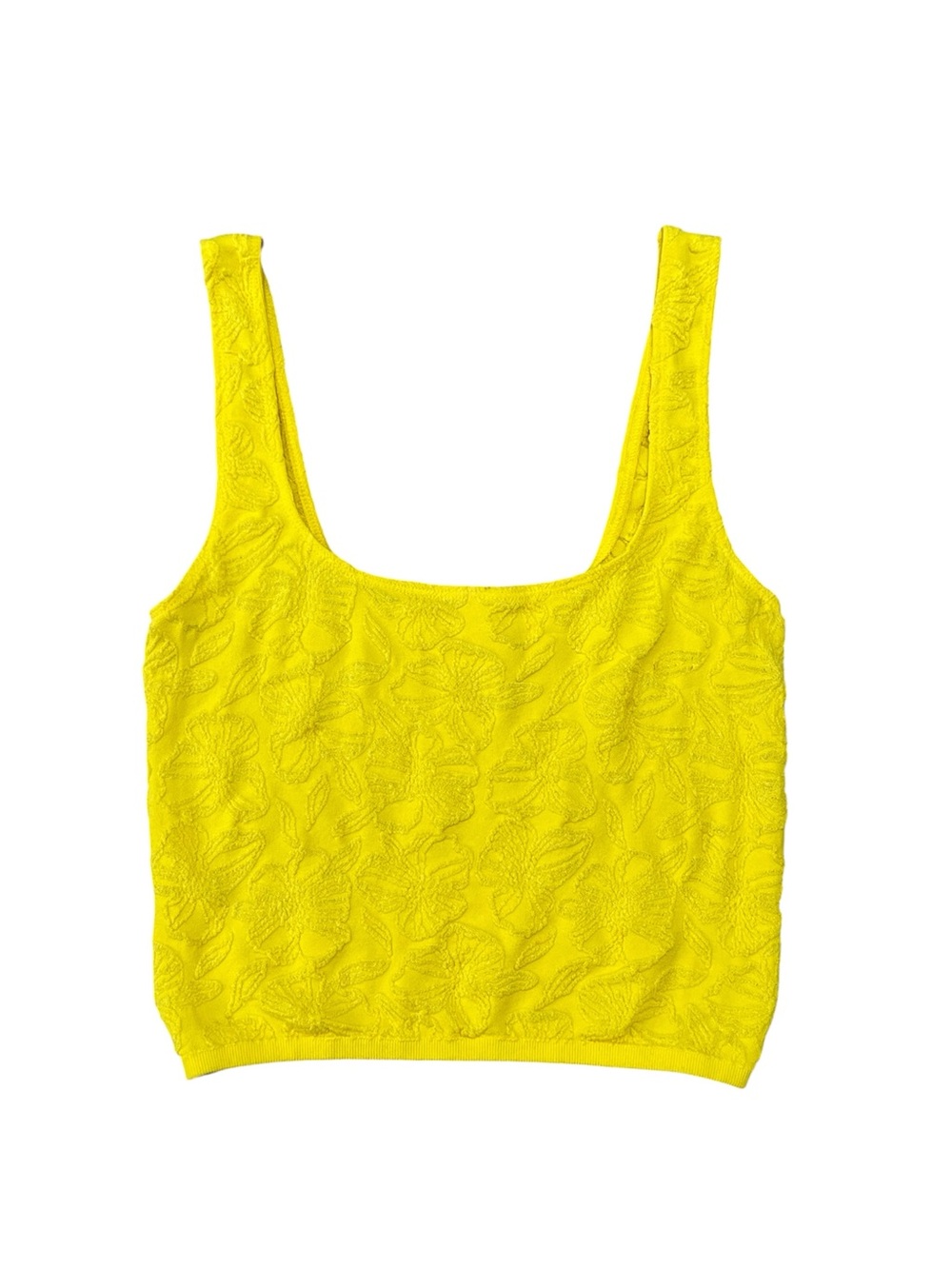 ANTHROPOLOGIE HANNAH SEAMLESS TEXTURED CROP TANK TOP in brightlemon yellow SMALL